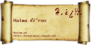 Halma Áron névjegykártya